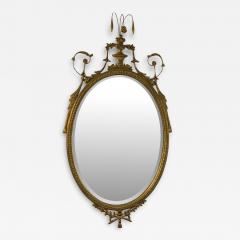 MODERN ANTIQUE REPRODUCTION OF GILT WOOD AND GESSO FEDERAL OVAL MIRROR - 3702417