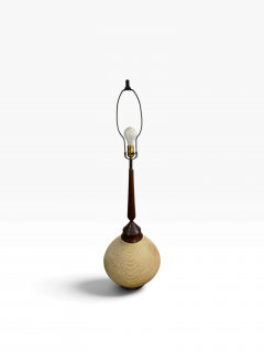 MODERN CERAMIC ROPE DESIGN WALNUT LAMP WITH WOODEN SLATS LUREX SHADE - 4779441