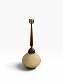 MODERN CERAMIC ROPE DESIGN WALNUT LAMP WITH WOODEN SLATS LUREX SHADE - 4779442