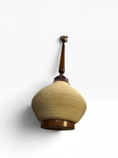 MODERN CERAMIC ROPE DESIGN WALNUT LAMP WITH WOODEN SLATS LUREX SHADE - 4779443