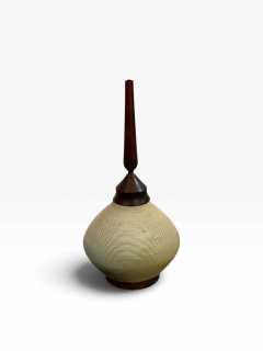 MODERN CERAMIC ROPE DESIGN WALNUT LAMP WITH WOODEN SLATS LUREX SHADE - 4779448