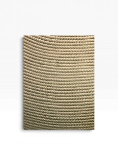 MODERN CERAMIC ROPE DESIGN WALNUT LAMP WITH WOODEN SLATS LUREX SHADE - 4779449