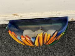 MODERN COLORFUL BIRD OF PARADISE CERAMIC SCONCE SIGNED - 4403908