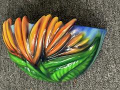 MODERN COLORFUL BIRD OF PARADISE CERAMIC SCONCE SIGNED - 4403909