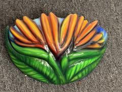 MODERN COLORFUL BIRD OF PARADISE CERAMIC SCONCE SIGNED - 4403910