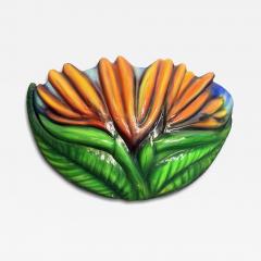 MODERN COLORFUL BIRD OF PARADISE CERAMIC SCONCE SIGNED - 4412680