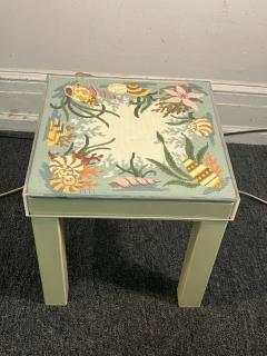 MODERN COLORFUL SEA SHELL SEA LIFE NEEDLEPOINT LUCITE TOP TABLE - 4133460