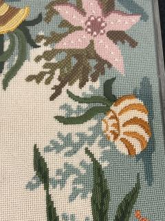 MODERN COLORFUL SEA SHELL SEA LIFE NEEDLEPOINT LUCITE TOP TABLE - 4133463