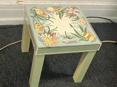 MODERN COLORFUL SEA SHELL SEA LIFE NEEDLEPOINT LUCITE TOP TABLE - 4133473