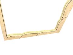 MODERN CURVED TESSELLATED TAUPE CREAM MARBLE INLAID BRASS MIRRORS - 4523979