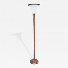 MODERN DANISH TEAK TORCHIERE WITH WHITE GLASS TEAK RIM SHADE - 4812017