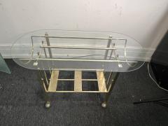 MODERN GOLDTONE TUBULAR METAL WITH GLASS OBLONG TOP BAR CART - 4133671