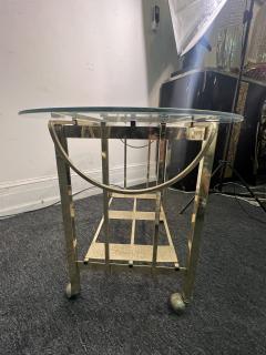 MODERN GOLDTONE TUBULAR METAL WITH GLASS OBLONG TOP BAR CART - 4133674