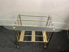 MODERN GOLDTONE TUBULAR METAL WITH GLASS OBLONG TOP BAR CART - 4133678