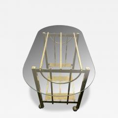 MODERN GOLDTONE TUBULAR METAL WITH GLASS OBLONG TOP BAR CART - 4133988