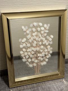 MODERN MIRROR WITH SILVER DOLLAR TREE IMAGE - 3157304