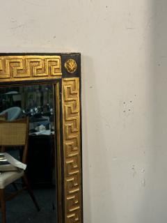 MODERN NEOCLASSICAL BLACK AND GOLD WOOD GREEK KEY MIRROR - 3886117