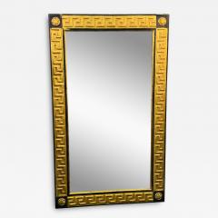 MODERN NEOCLASSICAL BLACK AND GOLD WOOD GREEK KEY MIRROR - 3890448