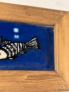 MODERN PAIR OF REVERSE PAINTINGS ON GLASS MAN FISHING - 4691250