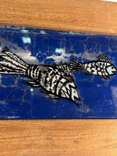 MODERN PAIR OF REVERSE PAINTINGS ON GLASS MAN FISHING - 4691251