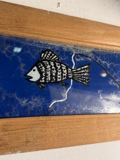 MODERN PAIR OF REVERSE PAINTINGS ON GLASS MAN FISHING - 4691253
