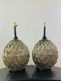 MODERN PAIR OF WOVEN CHROME SPHERE LAMPS - 1469338