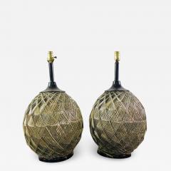 MODERN PAIR OF WOVEN CHROME SPHERE LAMPS - 1473181