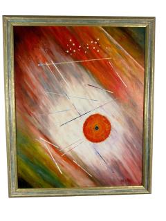 MODERNIST ABSTRACT PAINTING OCULUS SIGNED - 4649113