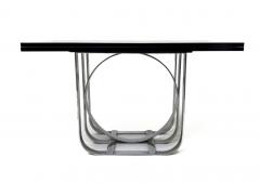 MODERNIST ART DECO CHROME BAND AND BLACK LACQUER CONSOLE DINING TABLE - 4084658