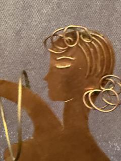 MODERNIST ART DECO COPPER STYLIZED DANCER ON BAKELITE LAMINATE WOOD BASE - 4300429