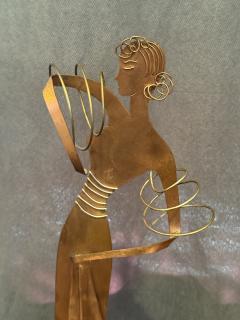 MODERNIST ART DECO COPPER STYLIZED DANCER ON BAKELITE LAMINATE WOOD BASE - 4300430