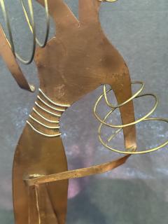 MODERNIST ART DECO COPPER STYLIZED DANCER ON BAKELITE LAMINATE WOOD BASE - 4300431