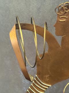 MODERNIST ART DECO COPPER STYLIZED DANCER ON BAKELITE LAMINATE WOOD BASE - 4300432