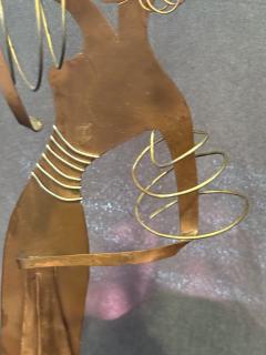 MODERNIST ART DECO COPPER STYLIZED DANCER ON BAKELITE LAMINATE WOOD BASE - 4300433