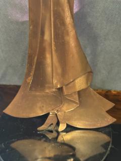 MODERNIST ART DECO COPPER STYLIZED DANCER ON BAKELITE LAMINATE WOOD BASE - 4300434