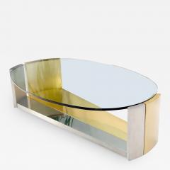 MODERNIST BRASS AND CHROME OVAL COFFEE TABLE IN THE MANNER OF MARIA PERGAY - 3445191