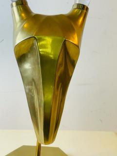 MODERNIST BRASS AND GLASS HORN ANTELOPE HEAD SCULPTURE - 2344455