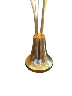 MODERNIST BRASS ROSES AND CRYSTAL THREE FLOWER LAMP - 4524138