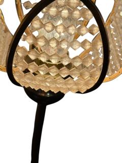 MODERNIST BRASS ROSES AND CRYSTAL THREE FLOWER LAMP - 4524140