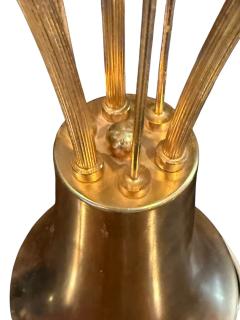 MODERNIST BRASS ROSES AND CRYSTAL THREE FLOWER LAMP - 4524143