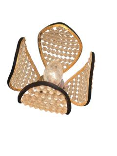 MODERNIST BRASS ROSES AND CRYSTAL THREE FLOWER LAMP - 4524144