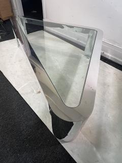 MODERNIST CHROME AND GLASS TRIANGULAR COFFEE TABLE - 3393912