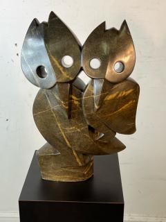 MODERNIST MARBLE WOODPECKERS SCULPTURE - 2862028