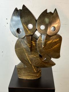 MODERNIST MARBLE WOODPECKERS SCULPTURE - 2862030