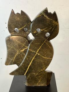 MODERNIST MARBLE WOODPECKERS SCULPTURE - 2862032