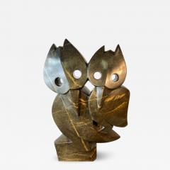 MODERNIST MARBLE WOODPECKERS SCULPTURE - 2870406