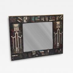 MODERNIST NATIVE AMERICAN DESIGN CERAMIC FRAMED MIRROR - 4716534
