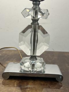 MODERNIST PAIR OF ART DECO CRYSTAL AND CHROME LAMPS - 3636322