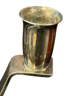 MODERNIST PAIR OF ART DECO SILVERED CANDELABRA WITH STYLIZED CHERUB IN RING - 4608004