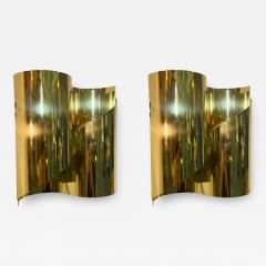 MODERNIST PAIR OF GOLD PLATED CURVED SCONCES - 3154434